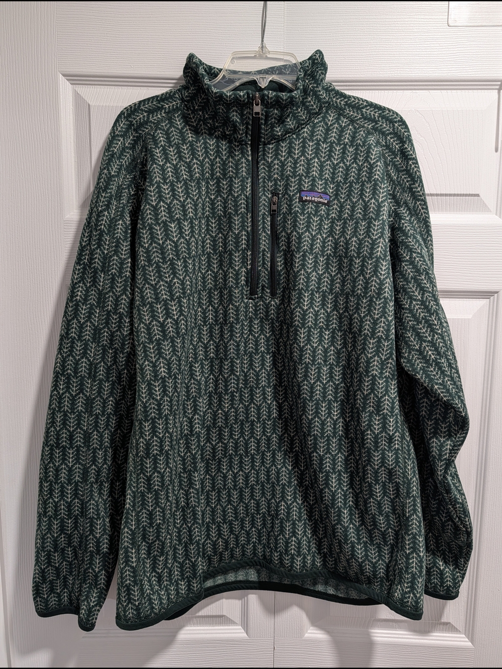 Patagonia Green Patterned Quarter-Zip Fleece